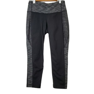 ATHLETA Athletic Mixed Print Work Out Leggings Capris Black Gray Women's Size XS